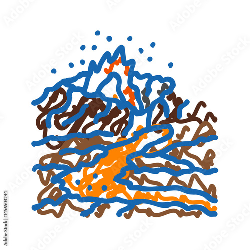 disaster volcano eruption icon doodle illustration