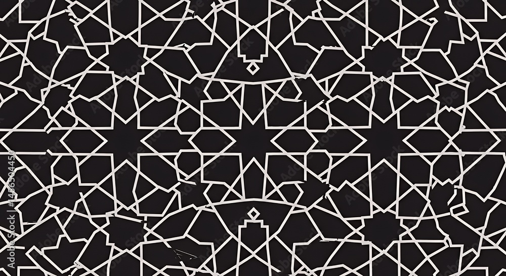 Abstract Geometric Islamic Pattern: A Kaleidoscope of Black and White Abstract Geometric Islamic Pattern: A Kaleidoscope of Black and White