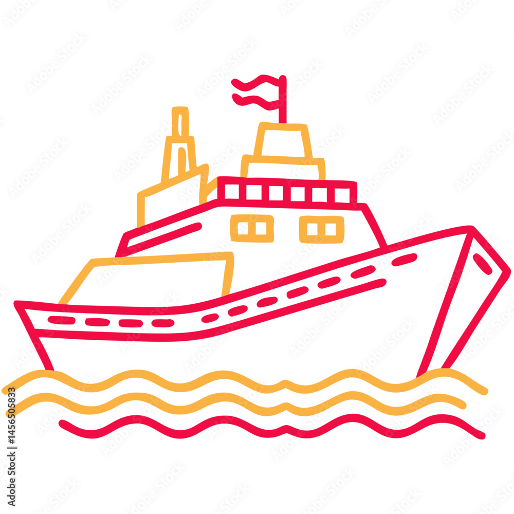 Obraz premium Colorful Vector Ship Icon on Transparent Background