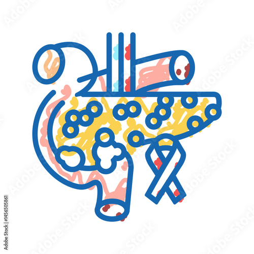pancreatic cancer icon doodle illustration