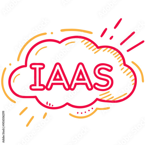 IAAS Cloud Icon in Red and Yellow Outline on Transparent Background