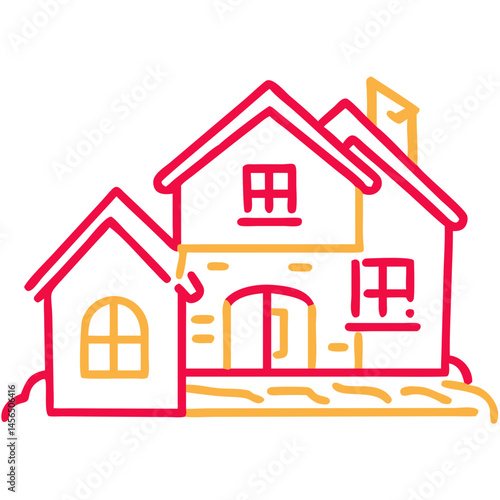 Outline Vector House Icon on Transparent Background