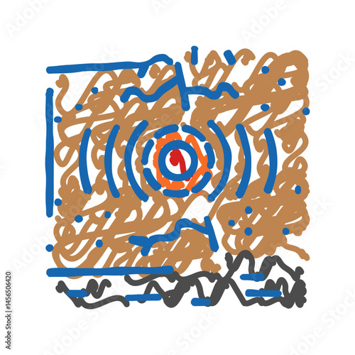 tectonic earthquake disaster icon doodle illustration