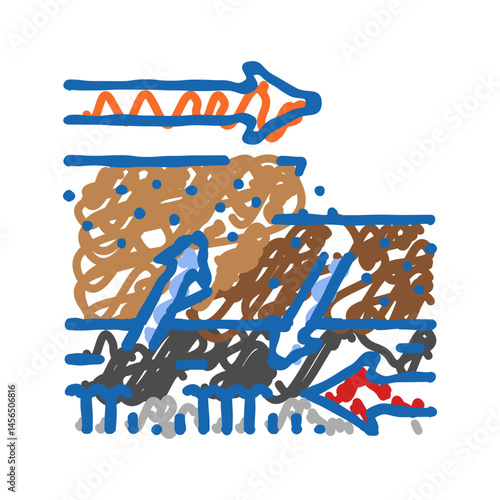 compression thrust earthquake icon doodle illustration