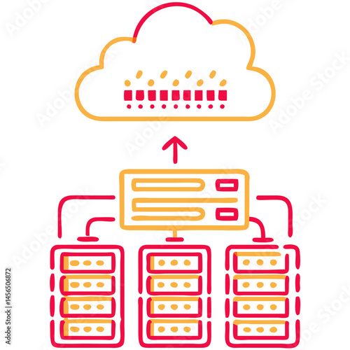 Cloud Computing Icon with Servers on Transparent Background