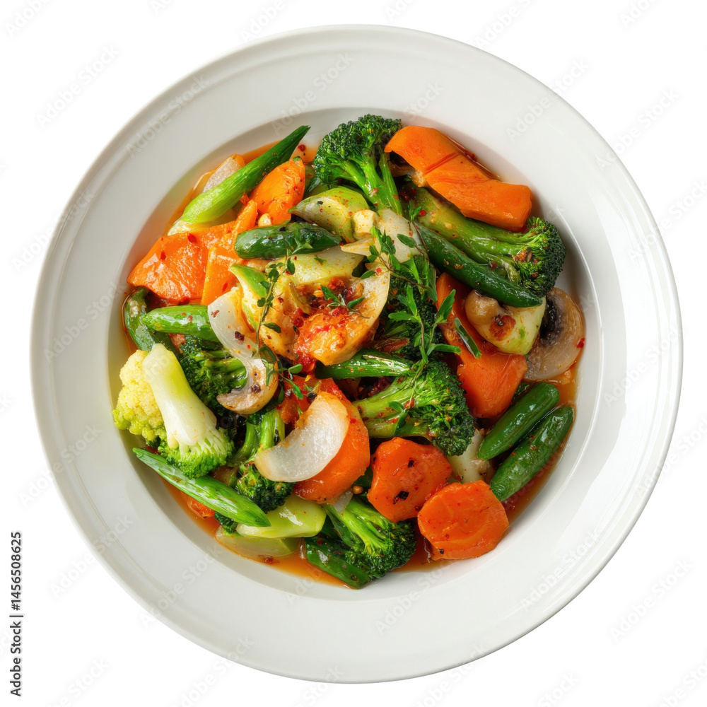 Colorful Stir-Fried Vegetable Medley with Transparent Background Colorful Stir-Fried Vegetable Medley with Transparent Background