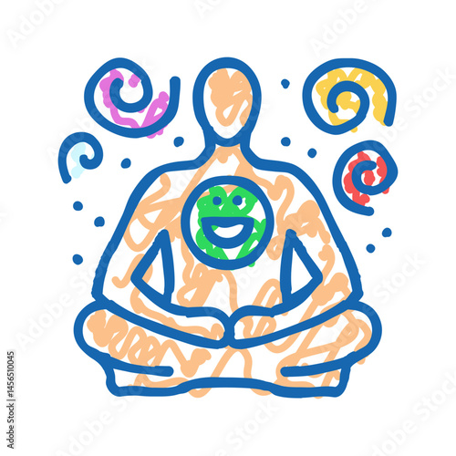 visualization meditation yoga icon doodle illustration