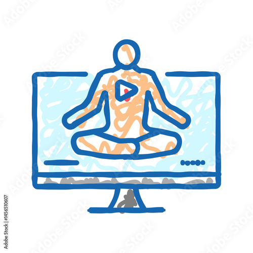 web online yoga relax icon doodle illustration
