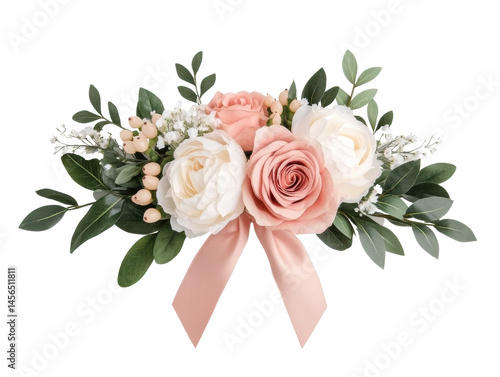 Elegant floral arrangement with pink and white roses for celebration