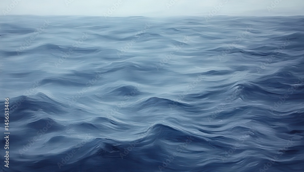 Vast expanse of ocean waves, muted blues and greys, soft light. Detailed textures of water in motion, creating a sense of calm and depth Vast expanse of ocean waves, muted blues and greys, soft light. Detailed textures of water in motion, creating a sense of calm and depth