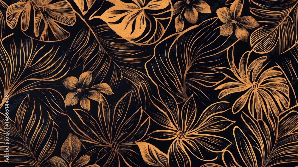 Gold Tropical Leaf Pattern Gold Tropical Leaf Pattern