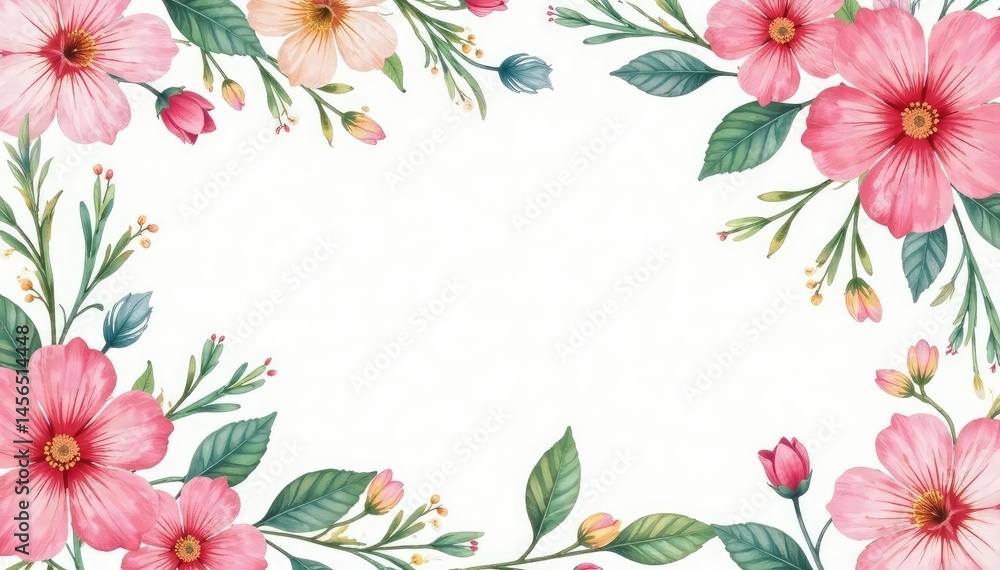 Fototapeta premium Delicate watercolor floral pattern, perfect for spring invitations , nature, printable, seamless