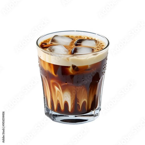 glass of cola with ice isolated on transparan background