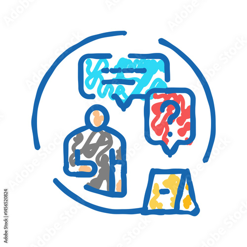 testimonial evidence crime icon doodle illustration