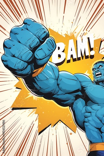 Superhero punch comic illustration