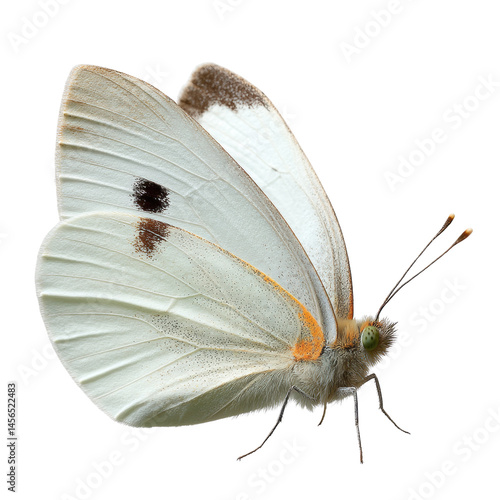 Stunning Close-Up of a White Butterfly on a white background.