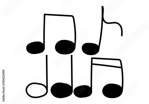 Hojas de iconos de notas musicales hechas de trazo de pincel