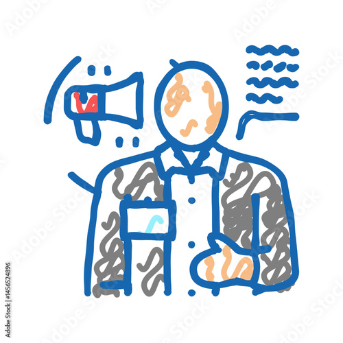 communicator scientist worker icon doodle illustration