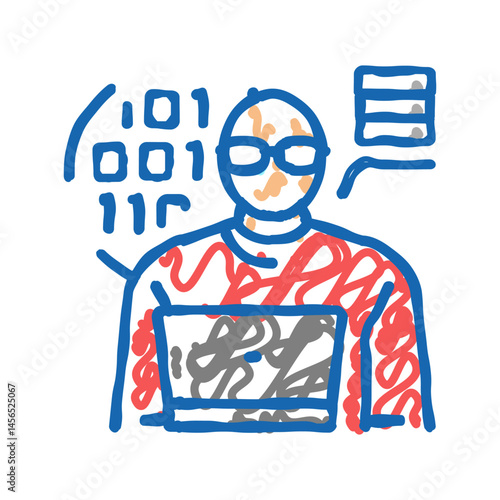 technician scientist worker icon doodle illustration