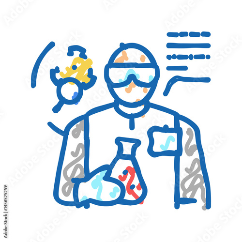 investigator scientist worker icon doodle illustration