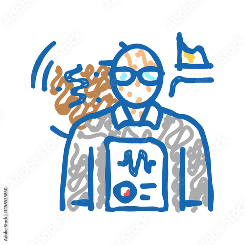 seismologists worker icon doodle illustration