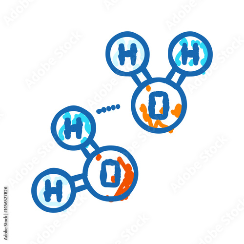 hydrogen bonding biochemistry icon doodle illustration