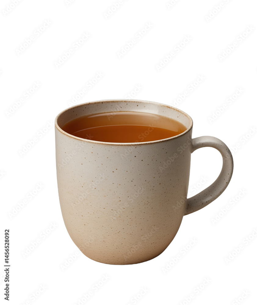 Warm beverage in stoneware transparent, white background Warm beverage in stoneware transparent, white background