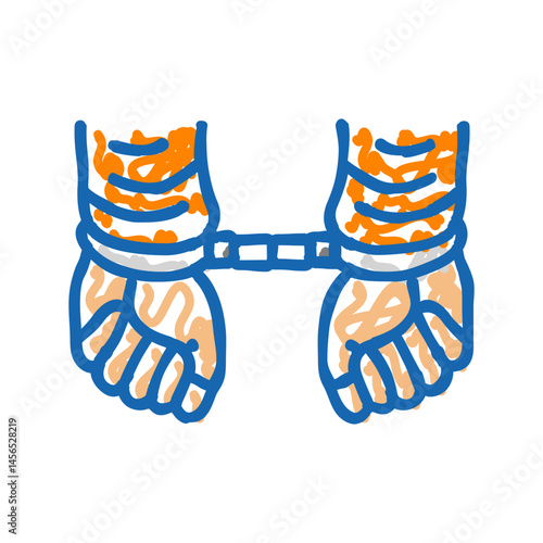 handcuffed hands crime icon doodle illustration