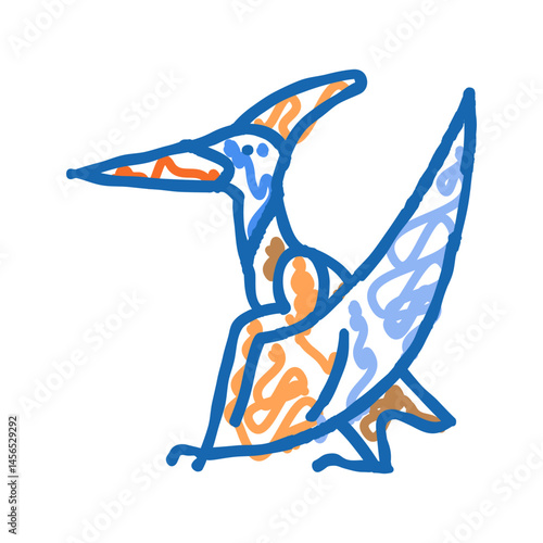 pteranodon dinosaur animal icon doodle illustration
