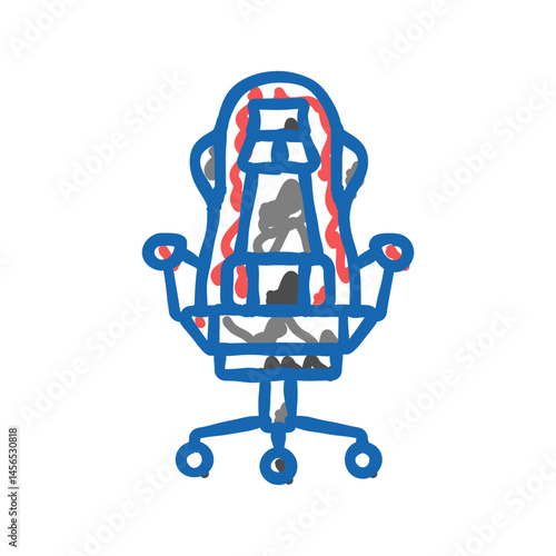 chair gaming pc icon doodle illustration