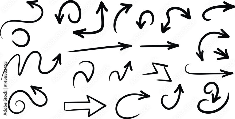 Diverse Hand-Drawn Arrow Set, Black Doodle Arrows Collection, Sketchy Arrow Variations Isolated, Handwritten Arrow Elements for DesignUnique Arrow Shapes and Directions on White AI Generative Diverse Hand-Drawn Arrow Set, Black Doodle Arrows Collection, Sketchy Arrow Variations Isolated, Handwritten Arrow Elements for DesignUnique Arrow Shapes and Directions on White AI Generative