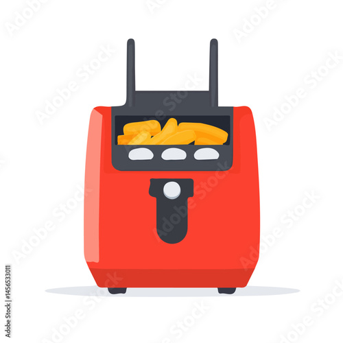  A Simple flat 2D icon deep fryer set collection isolated on a transparent background, vector, flat design, animation design, simple flat 2D icon, minimalist design, clipart, illustration