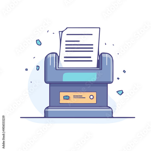  A Simple flat 2D icon document shredder isolated on a transparent background, vector, flat design, animation design, simple flat 2D icon, minimalist design, clipart, illustration