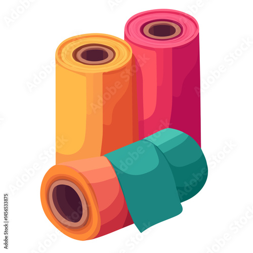 A Simple flat 2D icon fabric roll isolated on a transparent background, vector, flat design, animation design, simple flat 2D icon, minimalist design