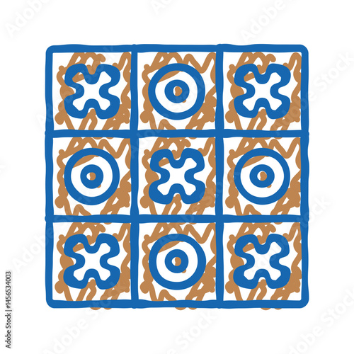 tic tac toe game icon doodle illustration