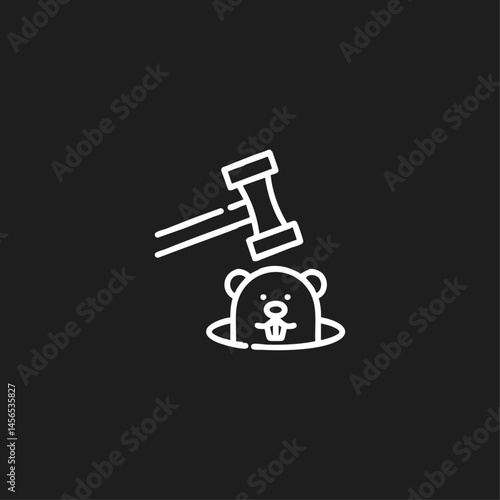 Whack a mole logo icon flat vector design
