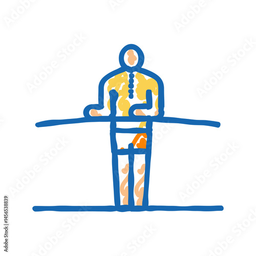 tightrope walker carnival vintage show icon doodle illustration
