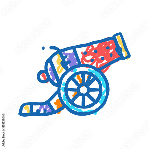 cannon carnival vintage show icon doodle illustration