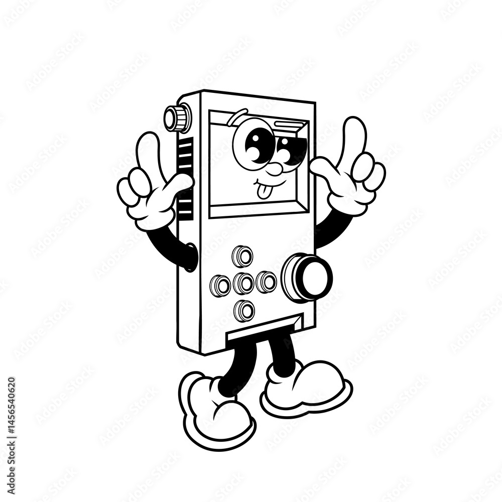 Fototapeta premium Retro character design from comedian console game outline