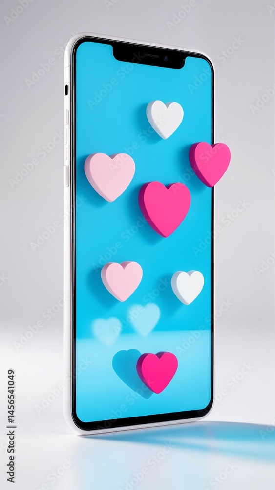A close up of a phone with a bunch of hearts on it. A close up of a phone with a bunch of hearts on it.