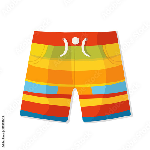 A Simple flat 2D icon of kids shorts isolated on a transparent background, vector, flat design, animation design, simple flat 2D icon, minimalist design, clipart, illustration
