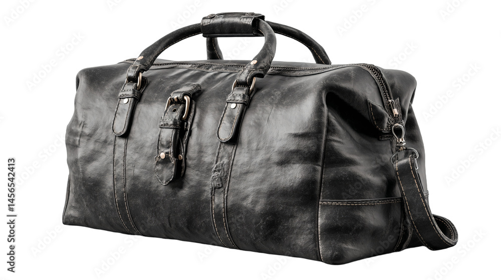 Naklejka premium a black leather bag with a handle and a zipper