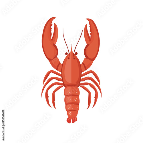 A Simple flat 2D icon vector lobster isolated on a transparent background, vector, flat design, animation design, simple flat 2D icon, minimalist design, clipart