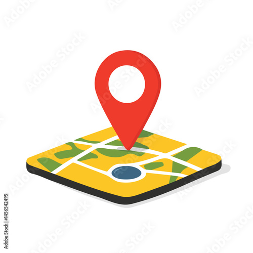 A Simple flat 2D icon vector location map isolated on a transparent background, vector, flat design, animation design, simple flat 2D icon, minimalist design, clipart