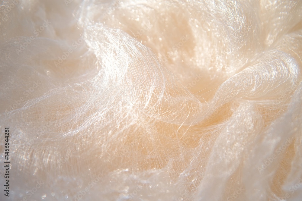 Obraz premium Close-up view of delicate, flowing, light beige fabric.
