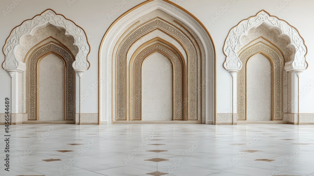 Fototapeta premium Elegant Islamic arches, ornate interior