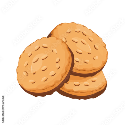My Simple flat 2D illustration of a peanut butter cookies isolated on a transparent background, vector, flat design, animation design, simple flat 2D icon, clipart