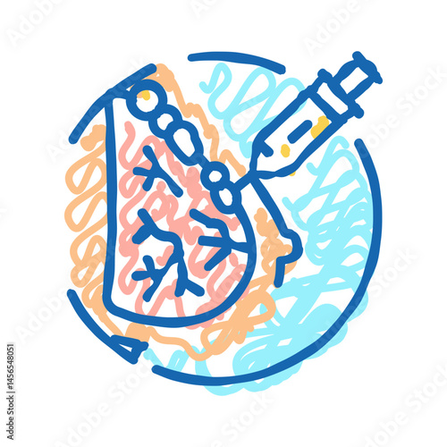 fat transfer breast augmentation surgery icon doodle illustration