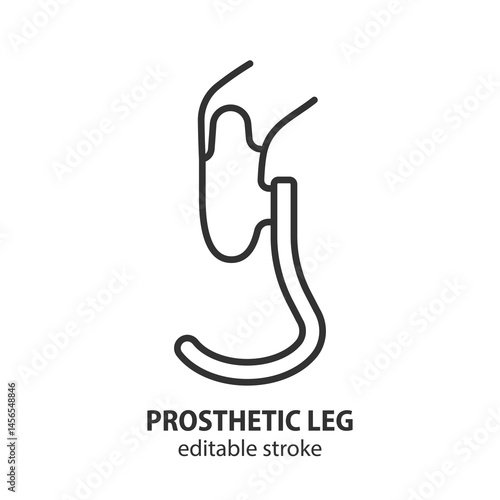 Prosthetic leg for running icon. Artificial limb vector symbol. Editable stroke.