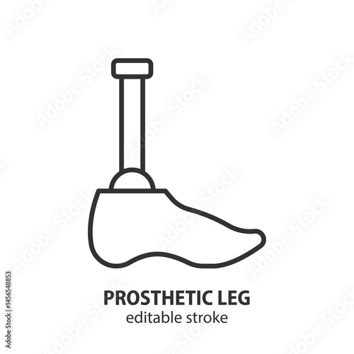 Prosthetic leg icon. Artificial limb vector symbol. Editable stroke.